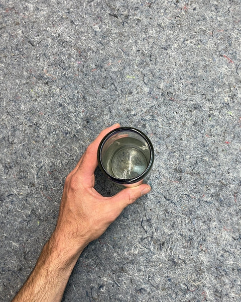 Very Pretty Glass Tumbler with Blue Rim