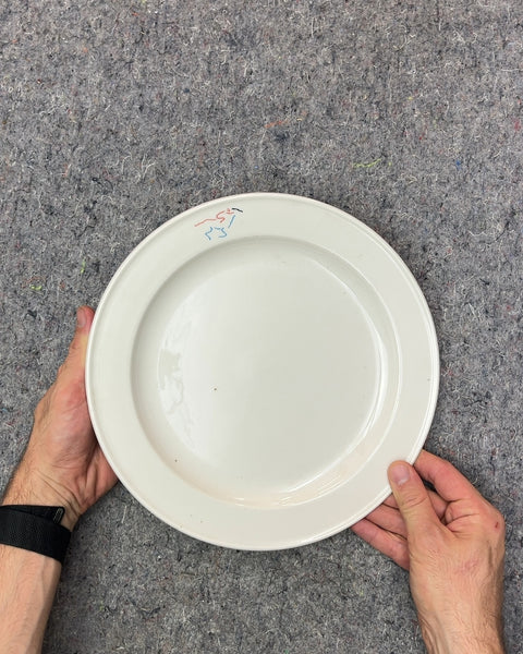 Vintage White Dinner Plate With A Horse Rider
