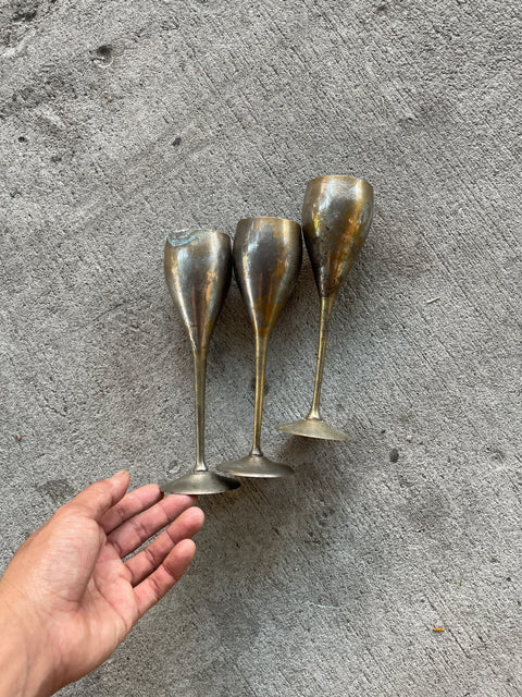 Silver Champagne Goblet Trio