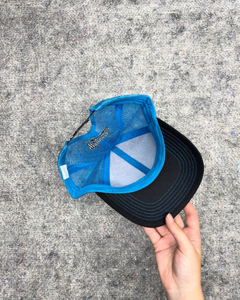 Mayer Malbin Mesh Trucker Snapback Hat in Black and Blue