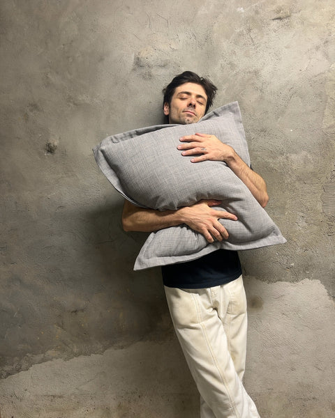 Gray Flanged Square Throw Pillow, 25x25"