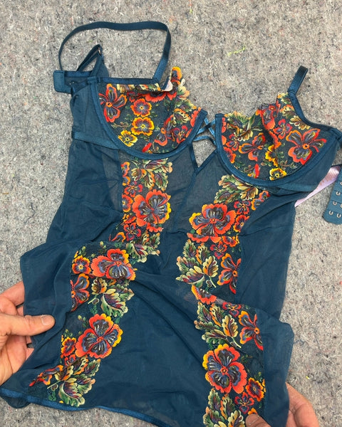 Brand New Savage x Fenty Floral Lingerie Bodysuit, Size M