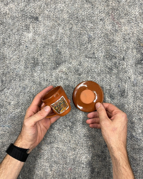Cute Brown Ceramic Mug and Saucer Set For Your Espressos