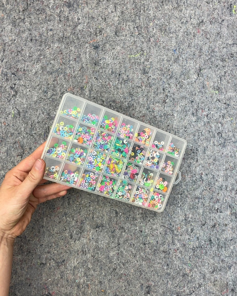 Assorted Polymer Clay Beads in Organizer