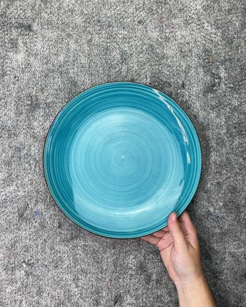 Blue Swirl Oval Ceramic Plate