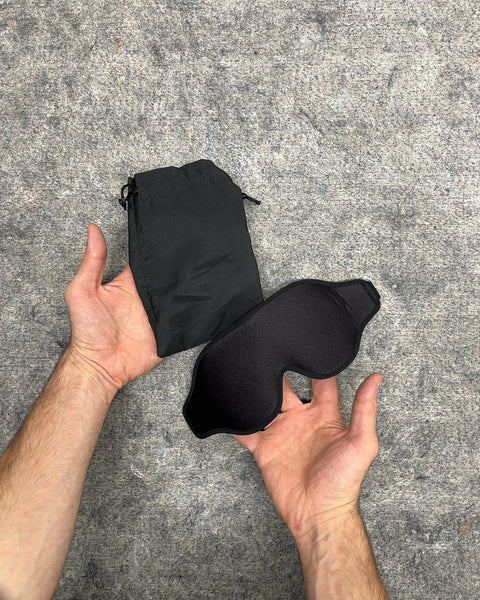 Black 3D Contoured Sleep Eye Mask with Travel Pouch