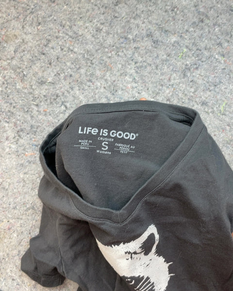 Life Is Good Raccoon Graphic T-Shirt, Sz Small