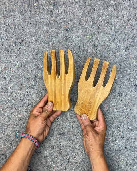 Bamboo Hand Shaped Salad Servers