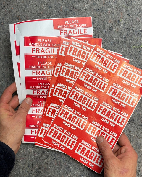 Red Fragile Handle With Care Shipping Stickers