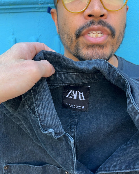 Zara Black Denim Jumpsuit, Size S