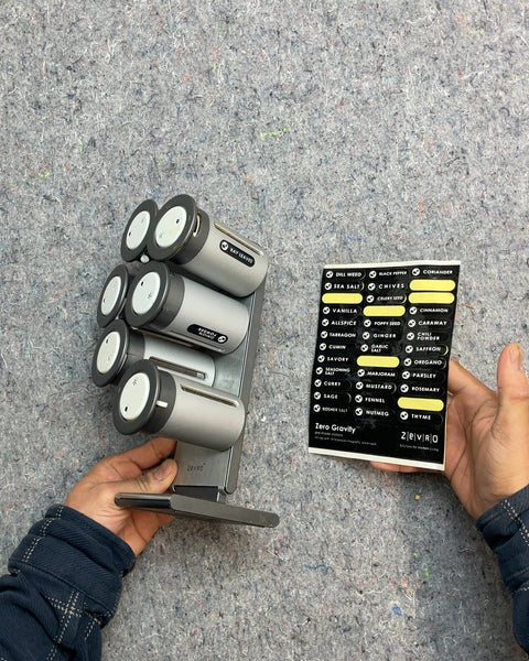 Zevro Zero Gravity Magnetic Spice Rack with 6 Canisters