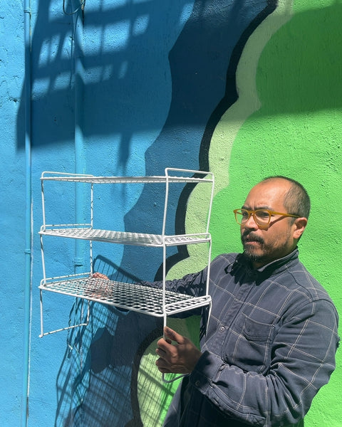 Three White Metal Wire Shoe Racks, L22"
