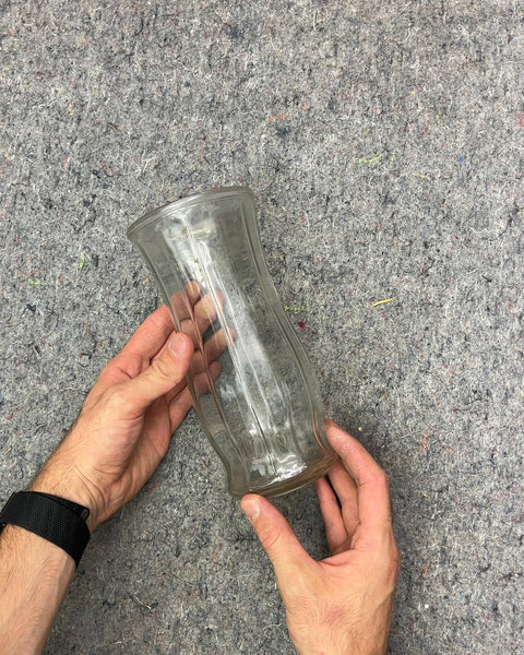 Clear Glass Fluted Vase, H9"