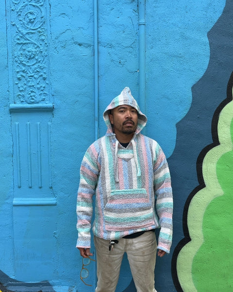 Striped Baja Lightweight Hoodie, Size M/L