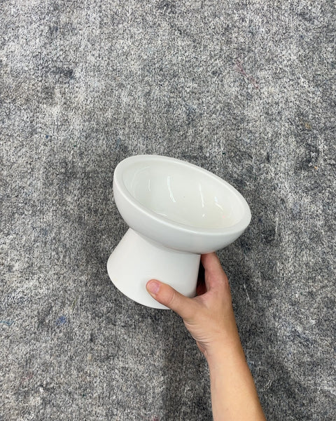 White Ceramic Elevated Pet Bowl