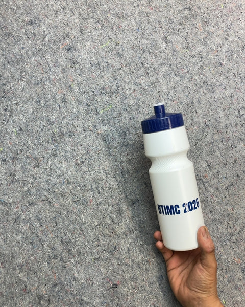 White Water Bottle with Blue Cap