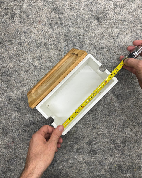 White Cable Management Box with Wooden Lid, L9"