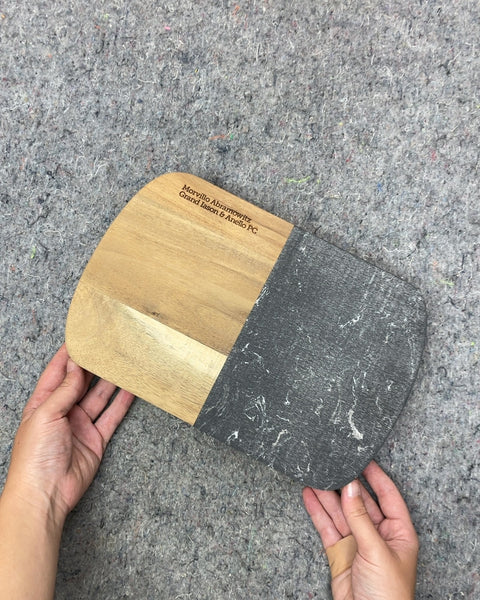 Wood and Slate Cheese Board with 4 Utensils