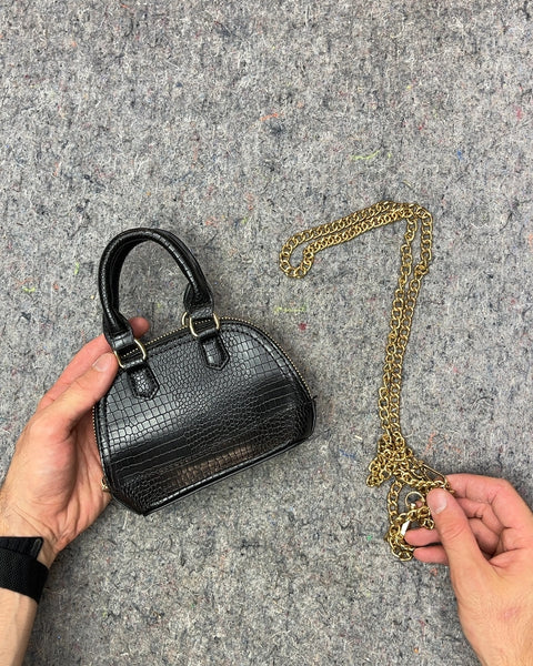 Urban Expressions Black Croc Embossed Mini Handbag