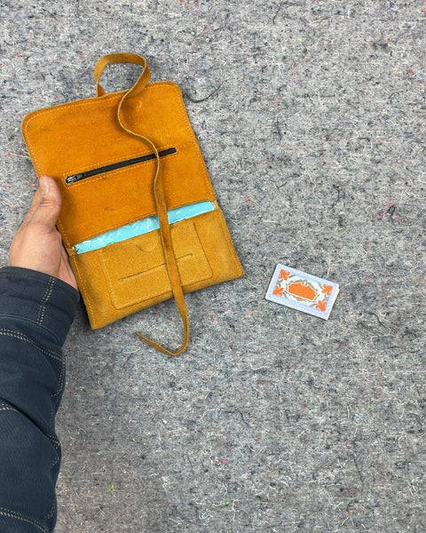 Yellow Suede Roll Up Pouch