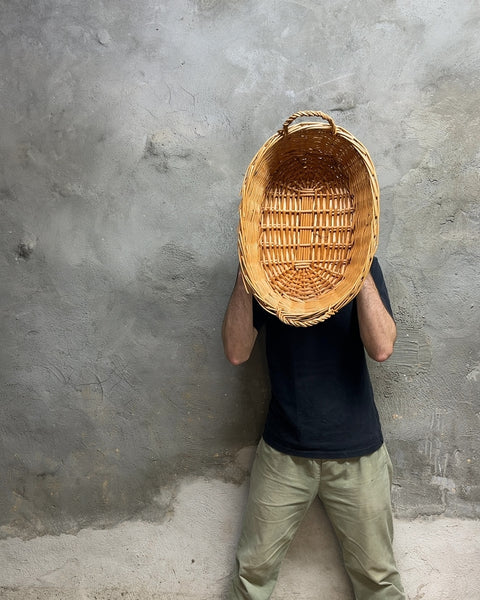 Woven Oval Basket with Handles, L20"