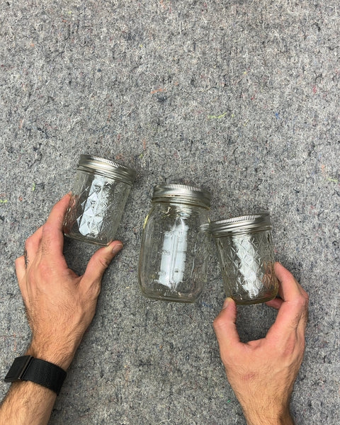 Three Glass Mason Jars with Lids