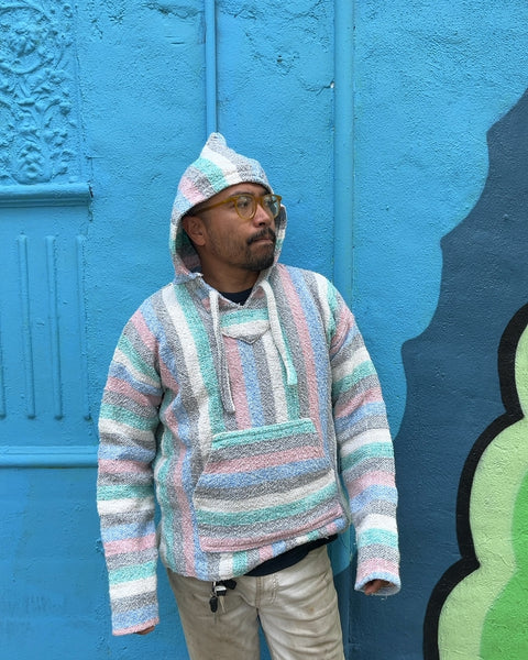 Striped Baja Lightweight Hoodie, Size M/L