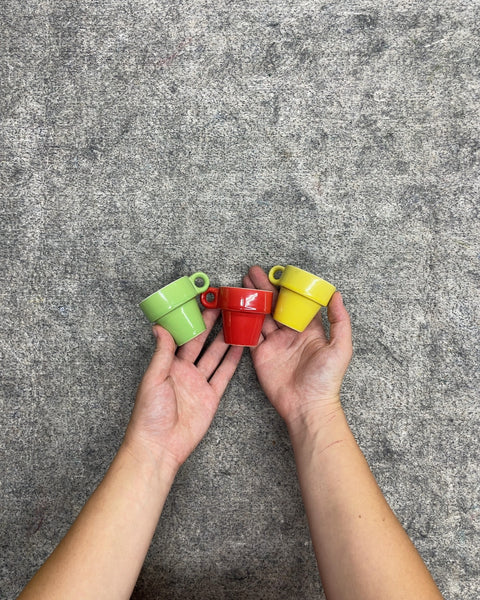 Multicolor Ceramic Stackable Espresso Cups, Set of 3