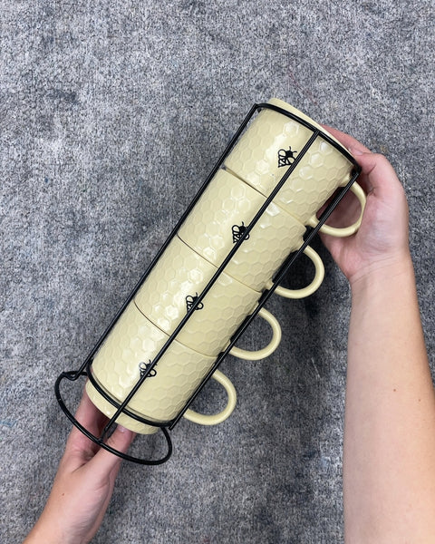 Honeycomb Bee Stacking Mugs with Rack