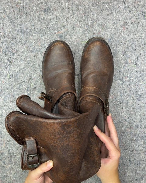 Frye Brown Leather Buckle Boots, Sz US 7.5W, EU 37.5
