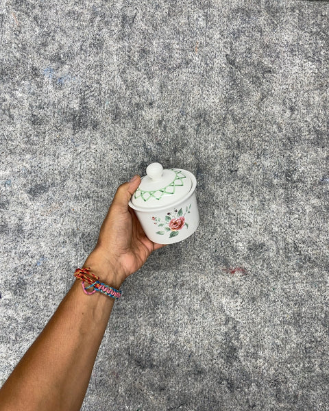 Vintage Floral Ceramic Sugar Bowl with Lid
