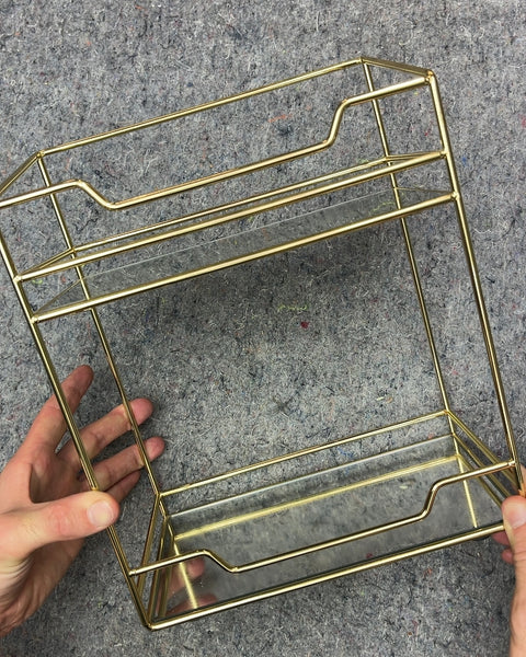 Rachel Roy 2-tier Gold Wire Bathroom Countertop Vanity Organizer, H11xW10xD6"