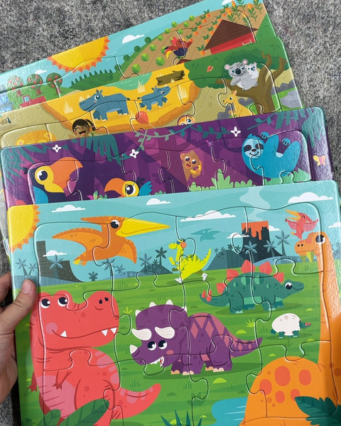 Chuckle & Roar Kids Dinosaur Puzzle Set, 4 Puzzles