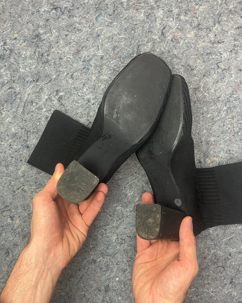 Bershka Black Knit Sock Ankle Boots, Size EU 38