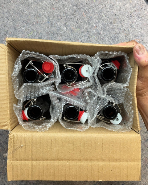 YEBODA 16oz Amber Glass Beer Bottles with Swing Top Caps