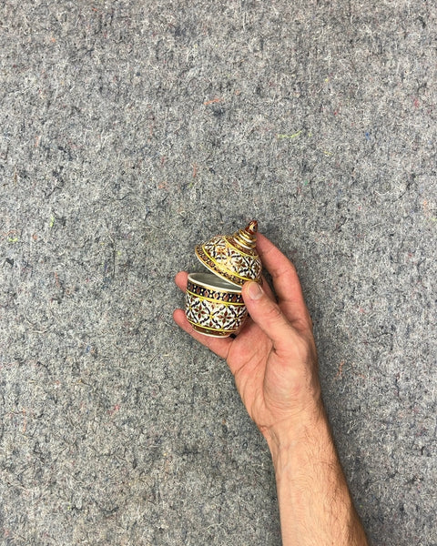 Hand-painted Thai Benjarong Porcelain Covered Jar