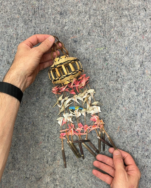 Super Pretty Woven Basket Wind Chime with Lil' Birds