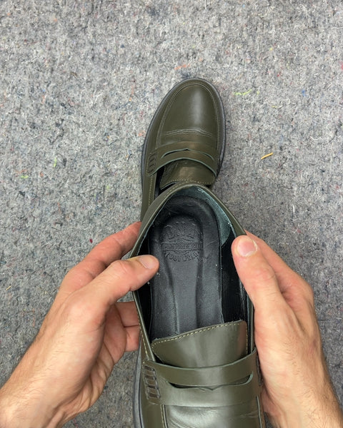 DNA Footwear Green Penny Loafers, Size EU 39