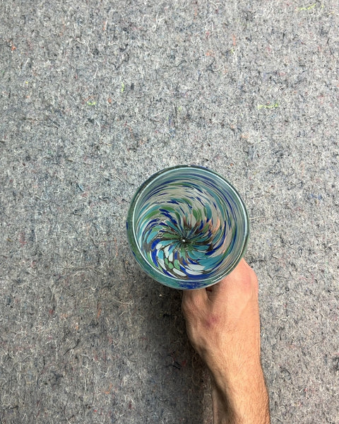 Another Hand-blown Mexican Art Swirl Pattern Glass Goblet