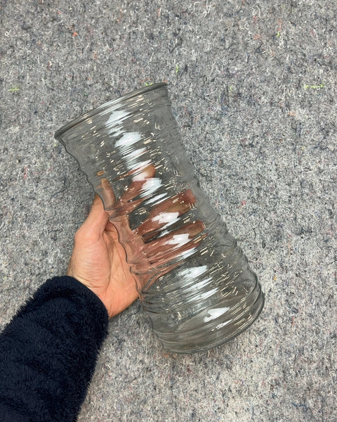 Clear Glass Ribbed Vase, 9"