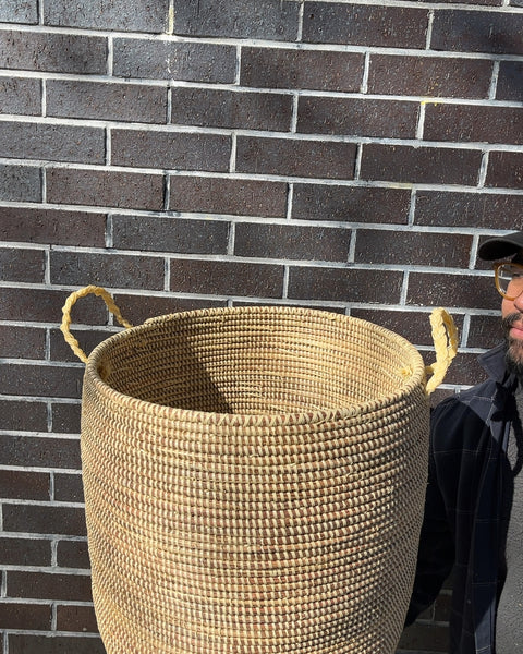 Giant Woven Basket with Handles, H20xW15"