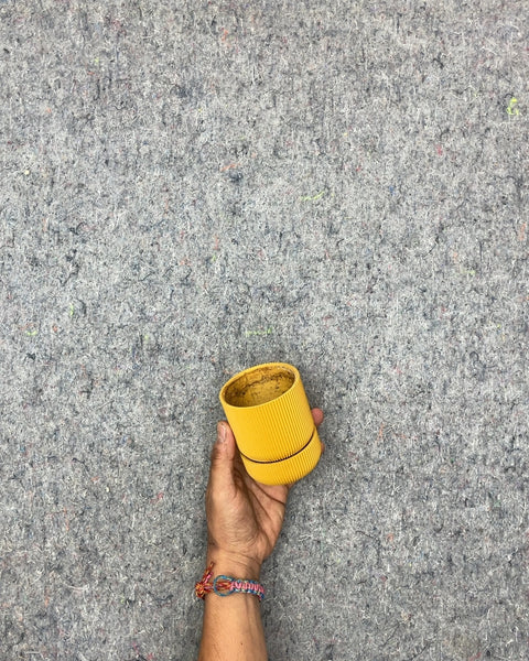 Yellow Ribbed Planter Pot, 3"
