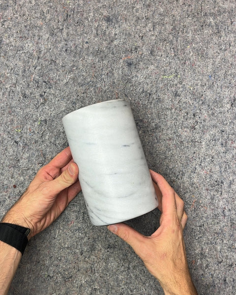 White Marble Utensil Holder, H7xW4.5"