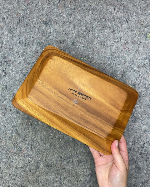 A Fourth Pacific Merchants Acaciaware Wood Serving Tray, 7 x 10.5 in