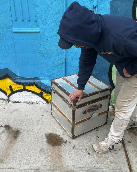 Vintage Metal and Wood Trunk That Needs A Lil' Love, 18x18x18"