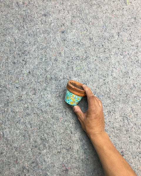 Small Terracotta Planter with Painted Design