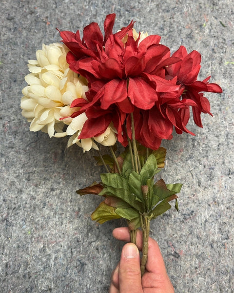 Artificial Floral Bundle, Red and Cream