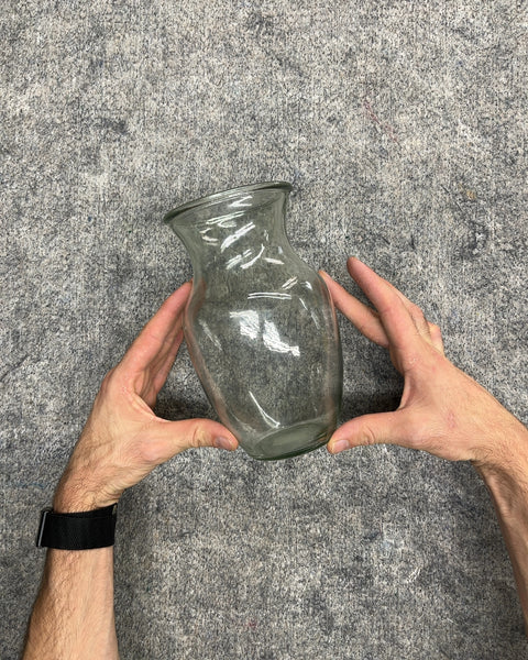 Clear Glass Hourglass Flower Vase, H8"