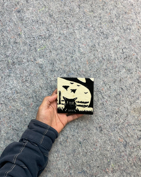 Wood Block Art with Alligator and Birds