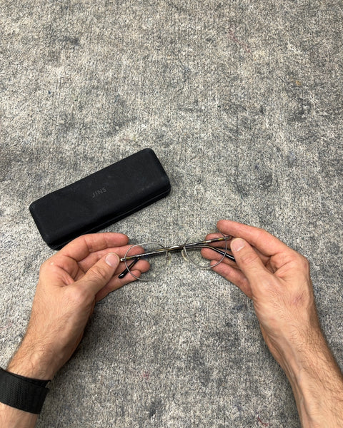 JINS Round Frame Eyeglasses with Case Designed In Tokyo